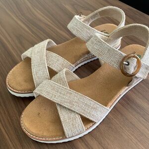 Women's Desert Kiss Beige Wedge Sandals Memory Foam